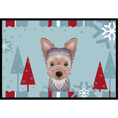 Jensendistributionservices Winter Holiday Yorkie Puppy Indoor & Outdoor Mat, 18 x 27 in. MI2556717